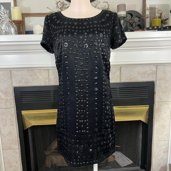 French Connection Black Sheath Embellished Mini Dress - Picture 2 of 14